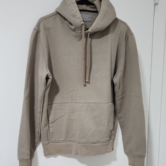 Tan Hoodie with Drawstring and Ribbed Cuffs